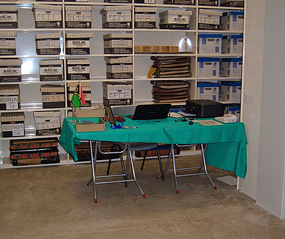 Archivist Assistant's desk in Archives Storage Area